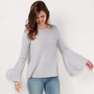 EUC Lauren Conrad Polka Dot Bell-Sleeve Shirt